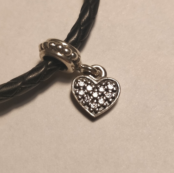 Pandora Charm Silver Dangle Heart 🖤 - Picture 1 of 3